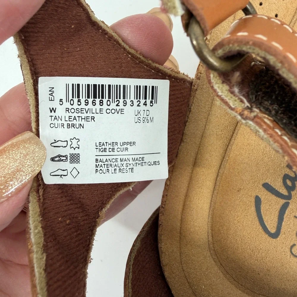 Clarks Roseville Cove Brown Leather Sandals 9.5 Ultimate Comfort Summer Casual